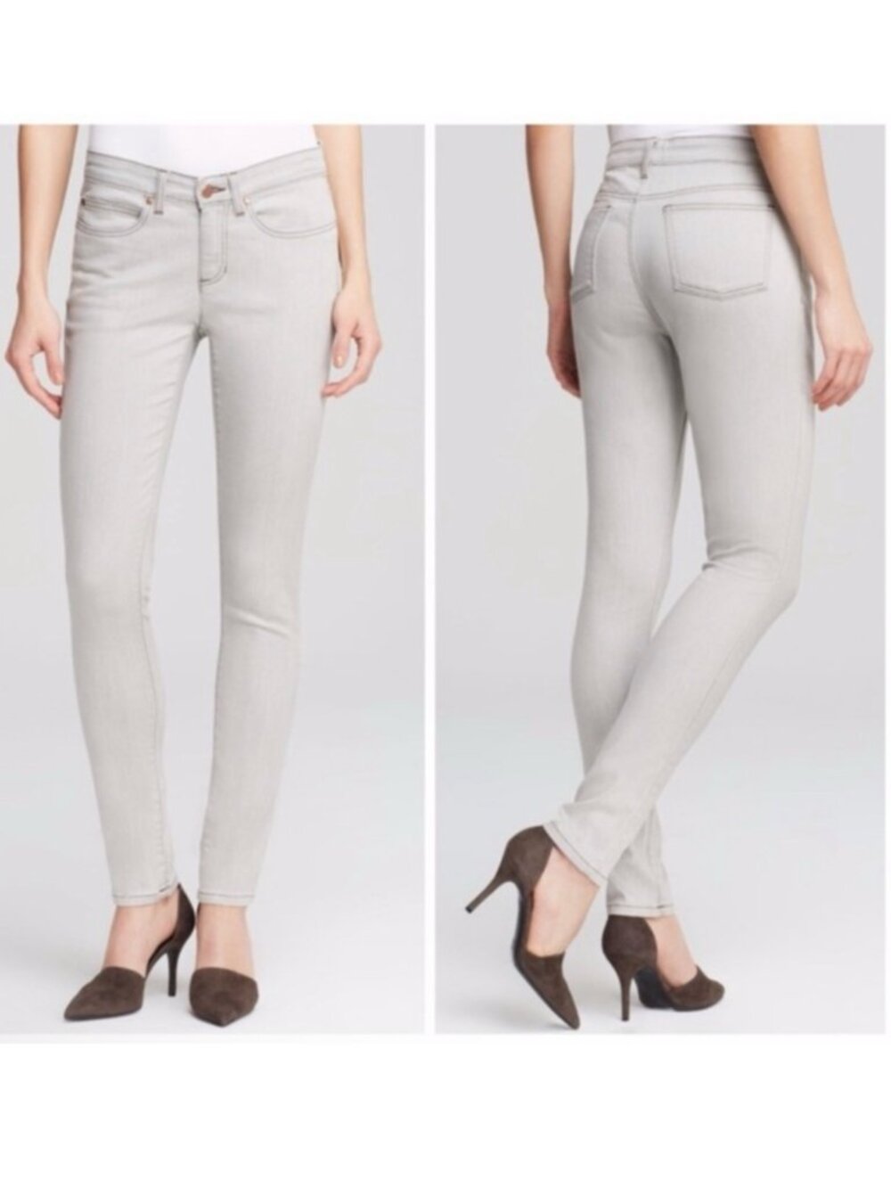 EILEEN FISHER Organic Cotton Soft Stretch Denim Jeans | Cement Grey | Size 14